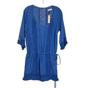 SOFIA by ViX Royal Blue Crochet Mini Dress